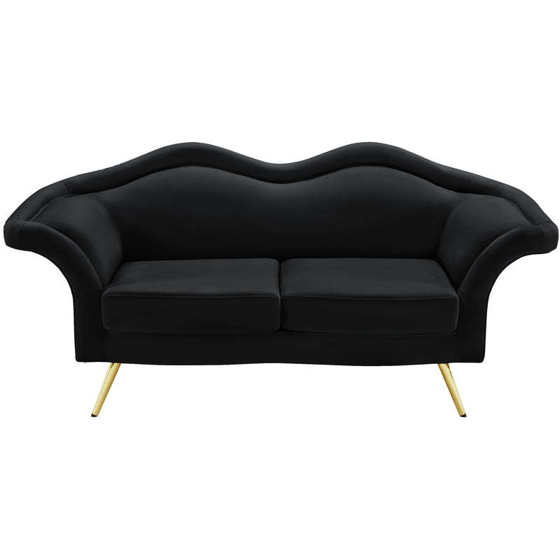 Meridian Lips Black Velvet Loveseat IMAGE 6