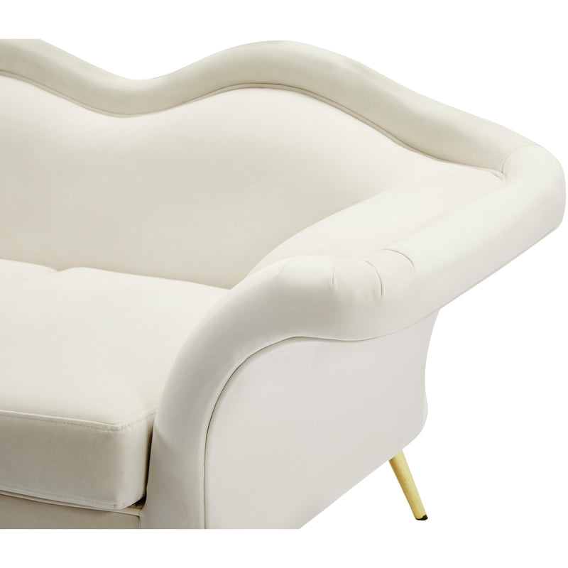 Meridian Lips Cream Velvet Loveseat IMAGE 11