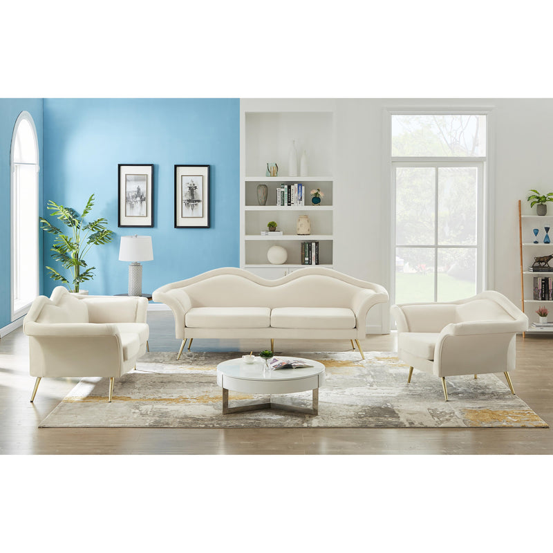 Meridian Lips Cream Velvet Loveseat IMAGE 13