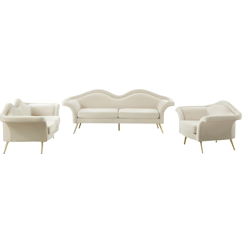 Meridian Lips Cream Velvet Loveseat IMAGE 14