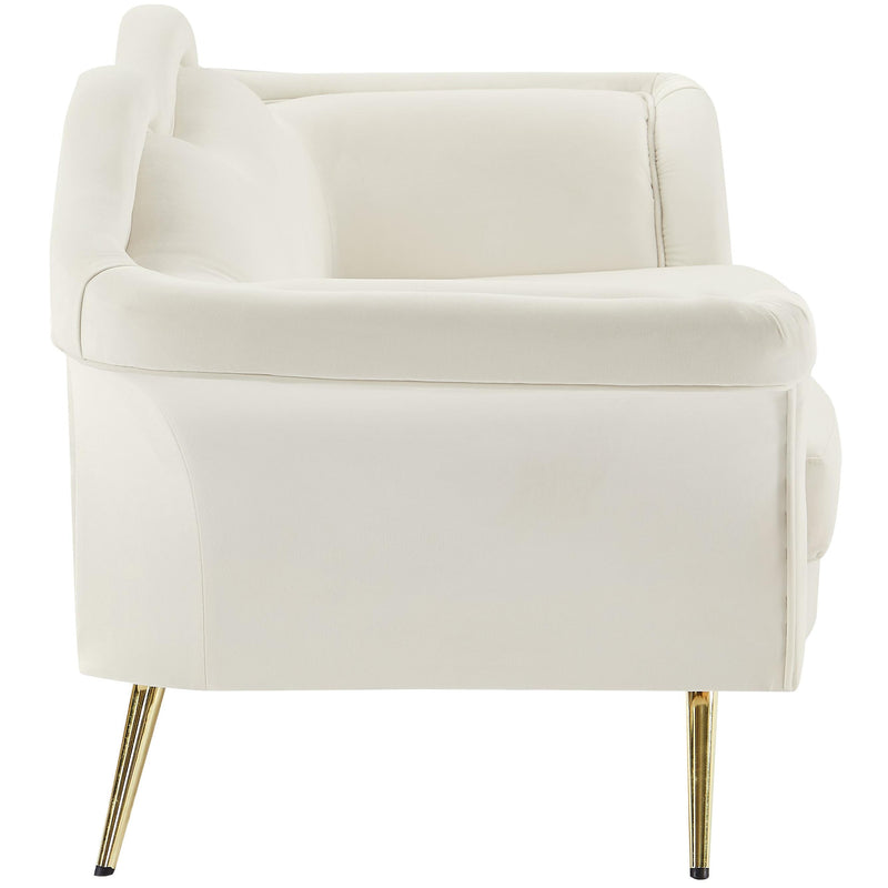 Meridian Lips Cream Velvet Loveseat IMAGE 4