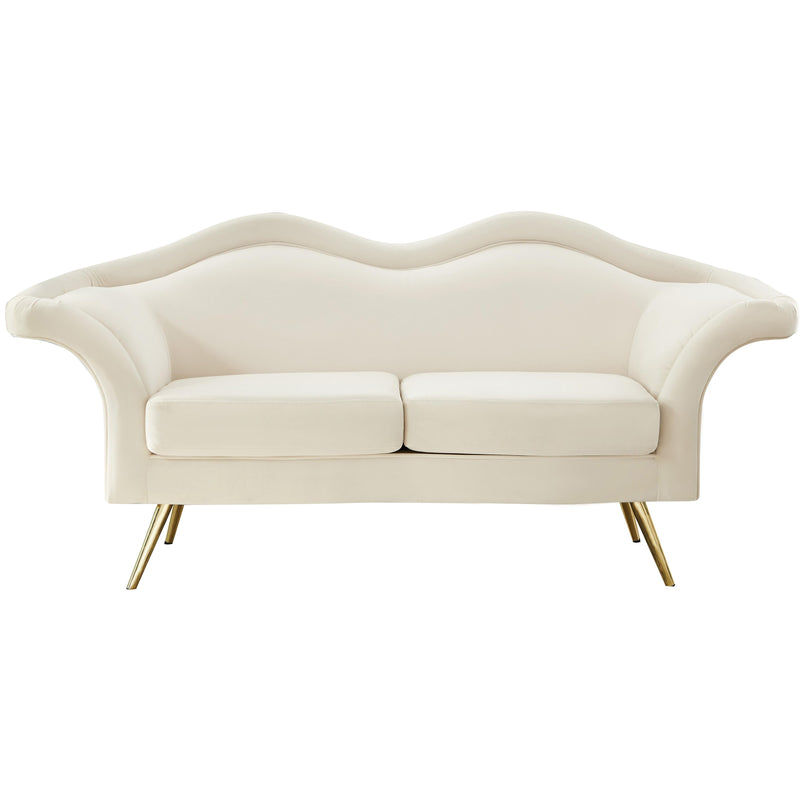 Meridian Lips Cream Velvet Loveseat IMAGE 5