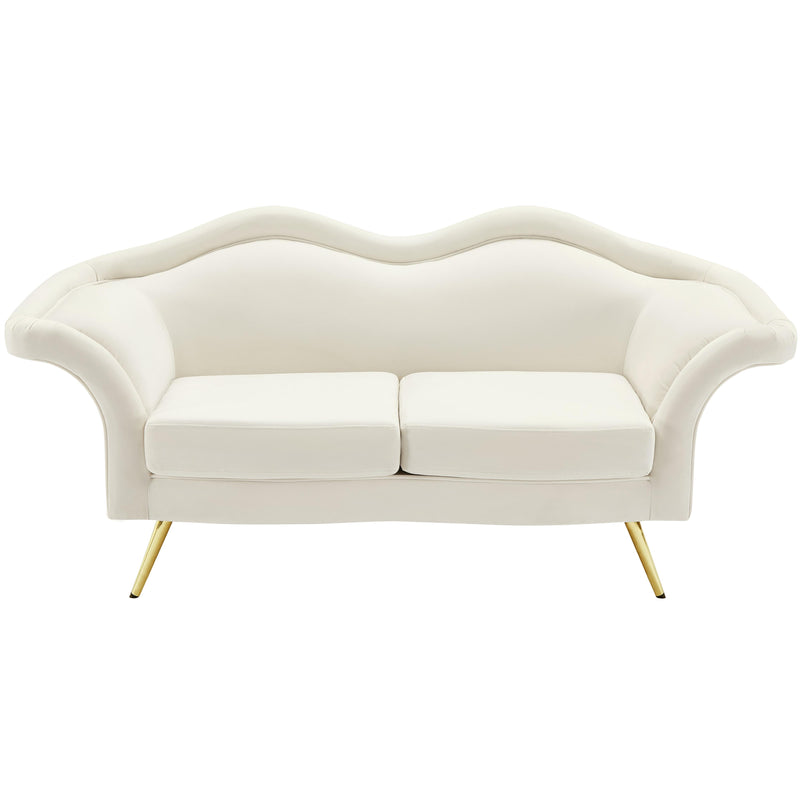 Meridian Lips Cream Velvet Loveseat IMAGE 6