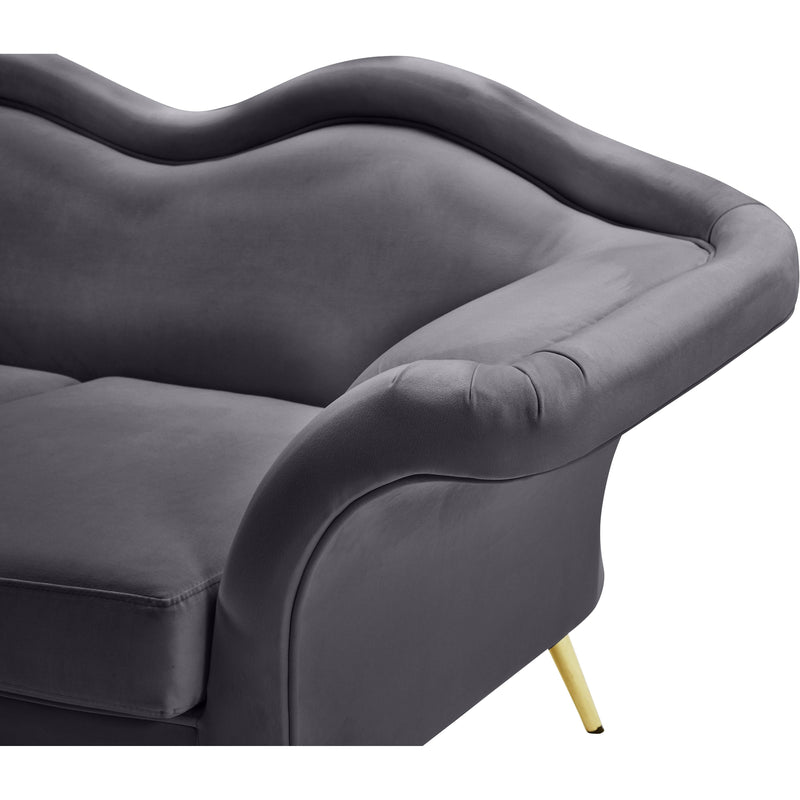 Meridian Lips Grey Velvet Loveseat IMAGE 11