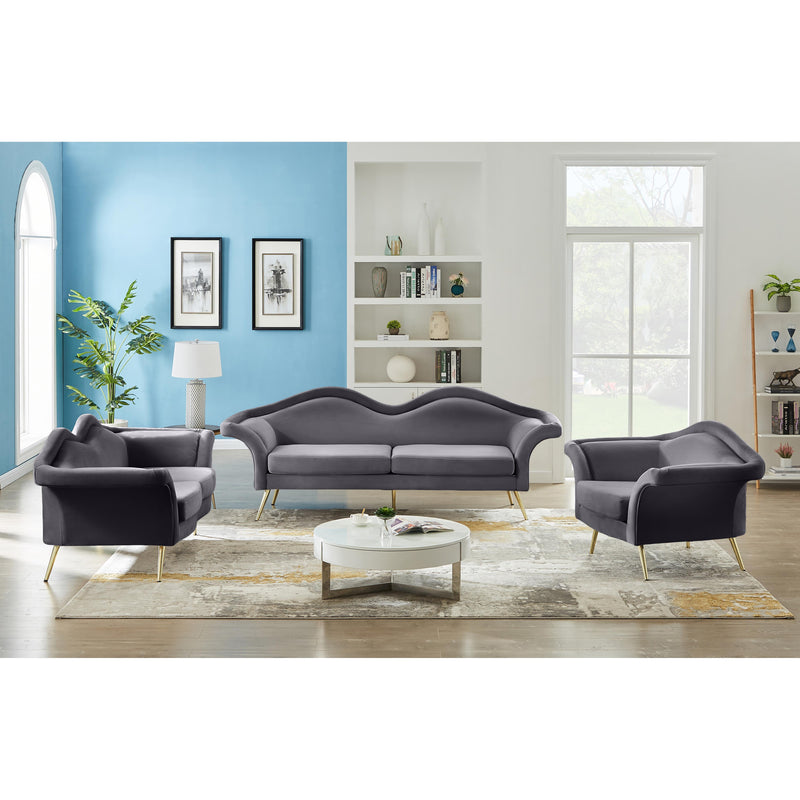 Meridian Lips Grey Velvet Loveseat IMAGE 13