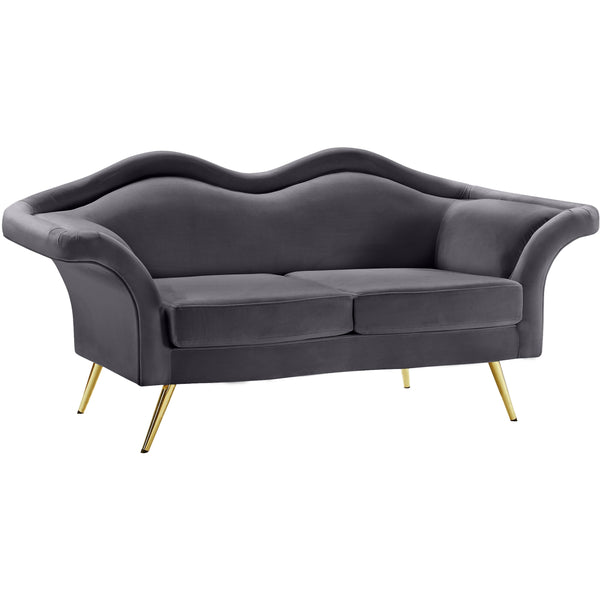 Meridian Lips Grey Velvet Loveseat IMAGE 1