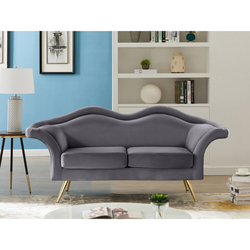 Meridian Lips Grey Velvet Loveseat IMAGE 2