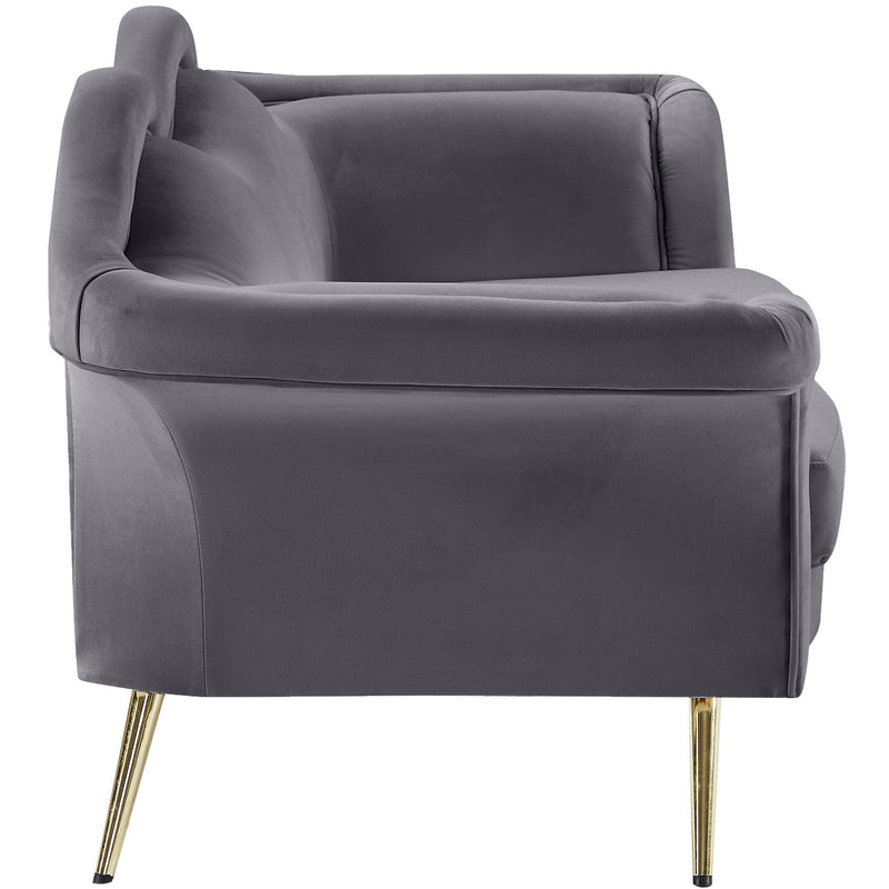 Meridian Lips Grey Velvet Loveseat IMAGE 4