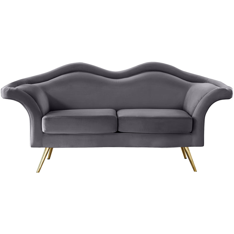 Meridian Lips Grey Velvet Loveseat IMAGE 5