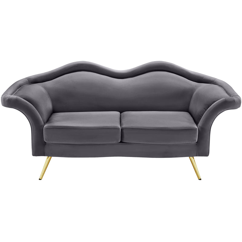 Meridian Lips Grey Velvet Loveseat IMAGE 6