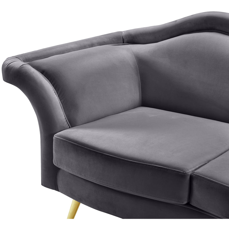 Meridian Lips Grey Velvet Loveseat IMAGE 9