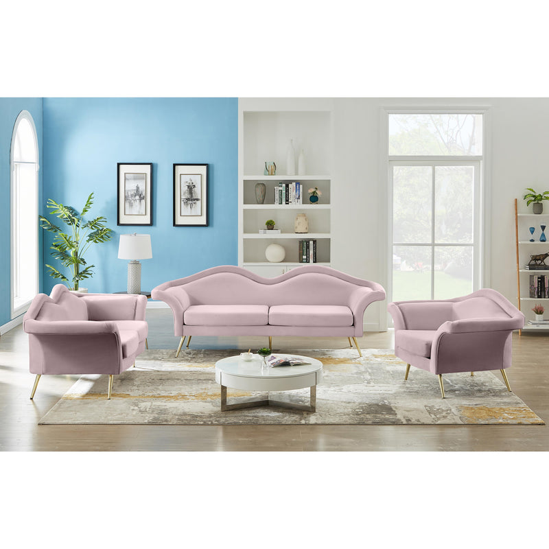 Meridian Lips Pink Velvet Loveseat IMAGE 13