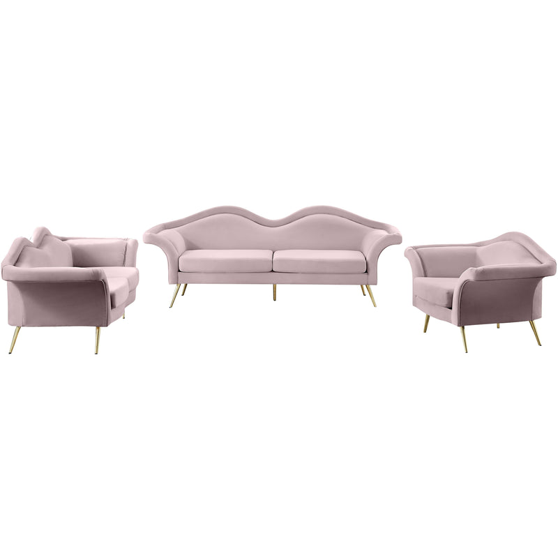 Meridian Lips Pink Velvet Loveseat IMAGE 14