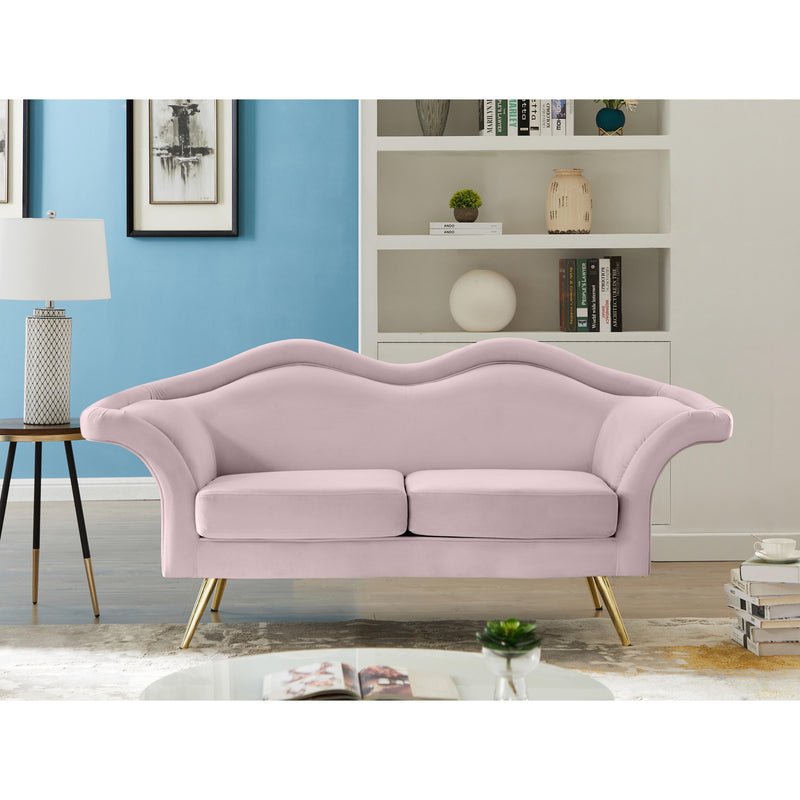 Meridian Lips Pink Velvet Loveseat IMAGE 2