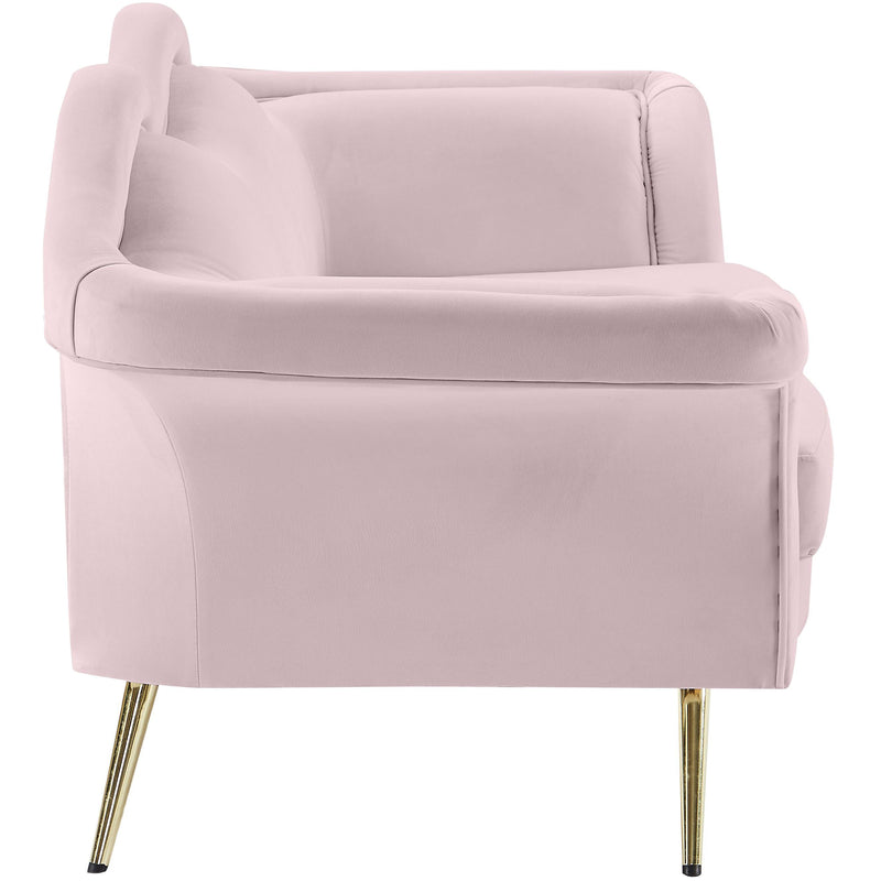 Meridian Lips Pink Velvet Loveseat IMAGE 4