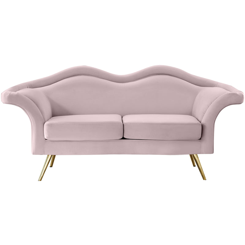 Meridian Lips Pink Velvet Loveseat IMAGE 5