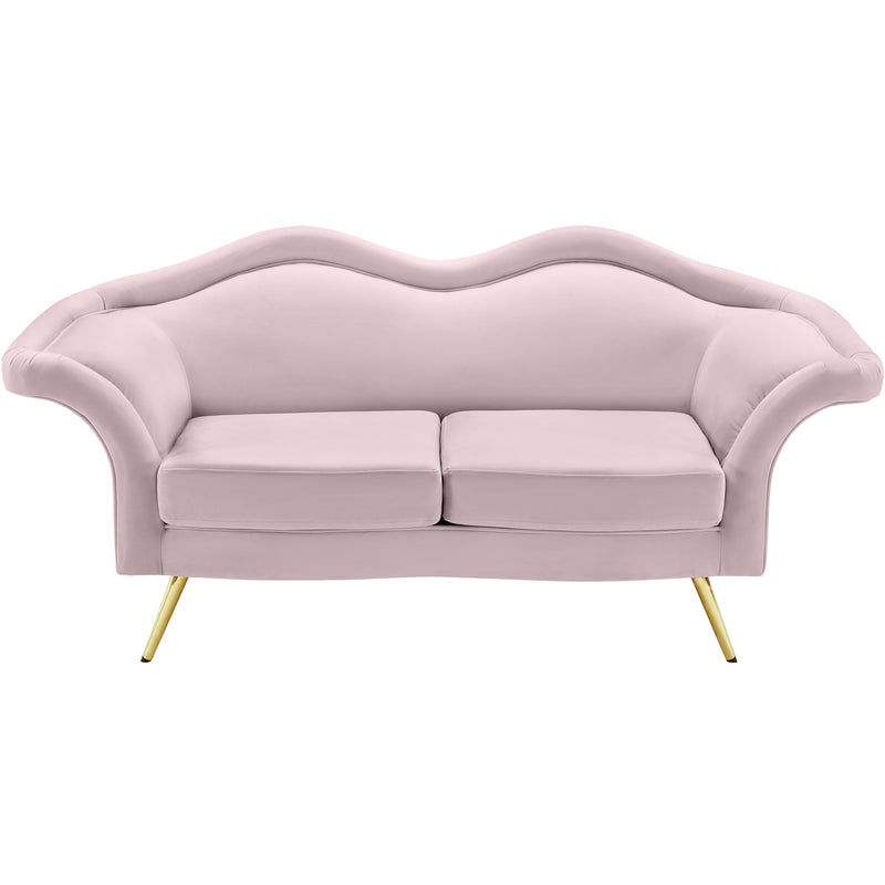 Meridian Lips Pink Velvet Loveseat IMAGE 6