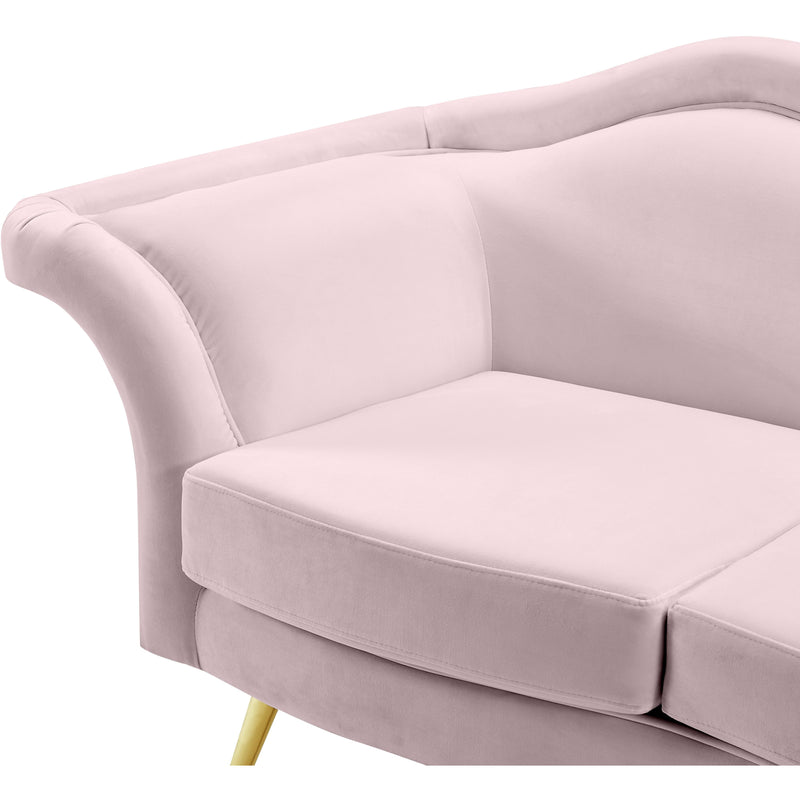 Meridian Lips Pink Velvet Loveseat IMAGE 9