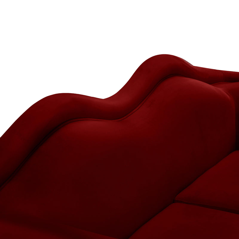 Meridian Lips Red Velvet Loveseat IMAGE 10