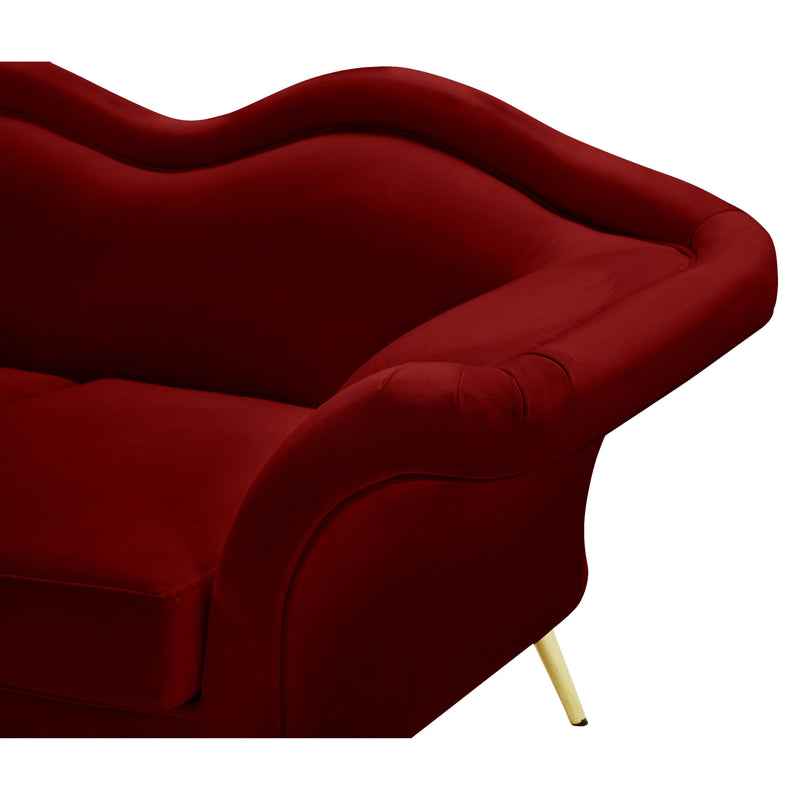 Meridian Lips Red Velvet Loveseat IMAGE 11