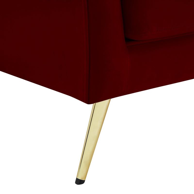 Meridian Lips Red Velvet Loveseat IMAGE 12