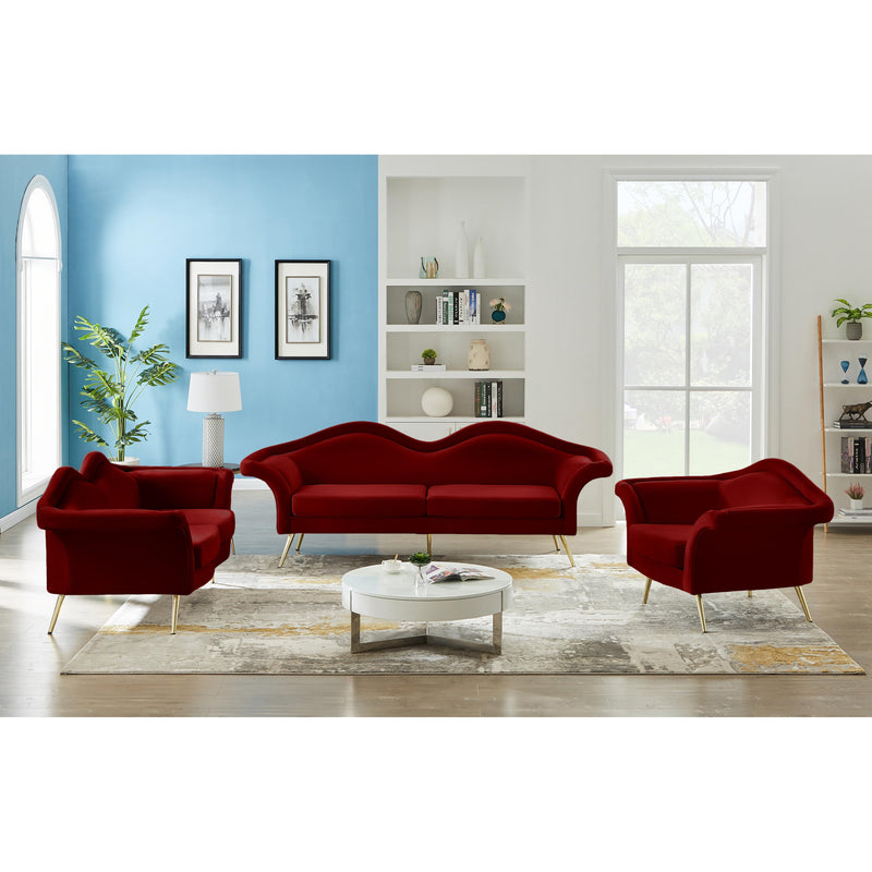 Meridian Lips Red Velvet Loveseat IMAGE 13