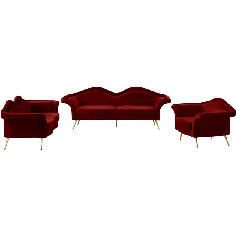 Meridian Lips Red Velvet Loveseat IMAGE 14