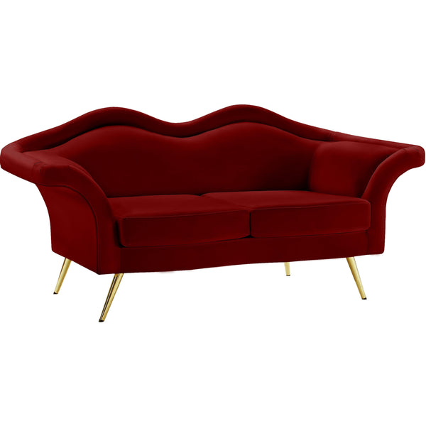 Meridian Lips Red Velvet Loveseat IMAGE 1