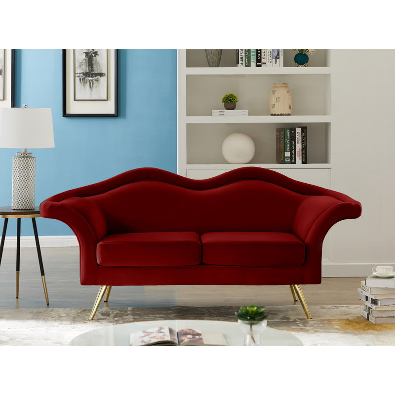 Meridian Lips Red Velvet Loveseat IMAGE 2