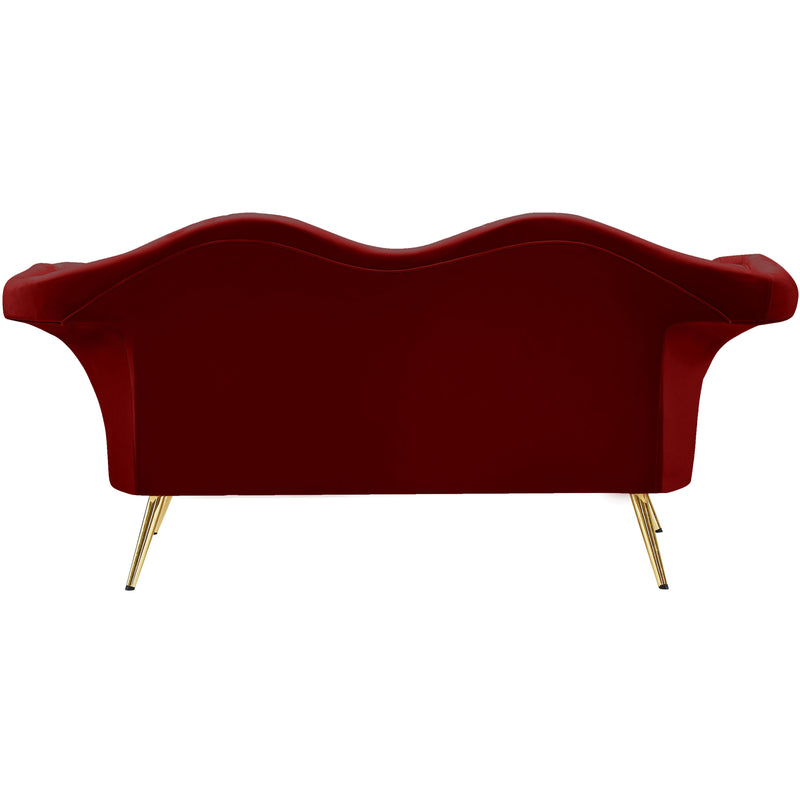 Meridian Lips Red Velvet Loveseat IMAGE 3