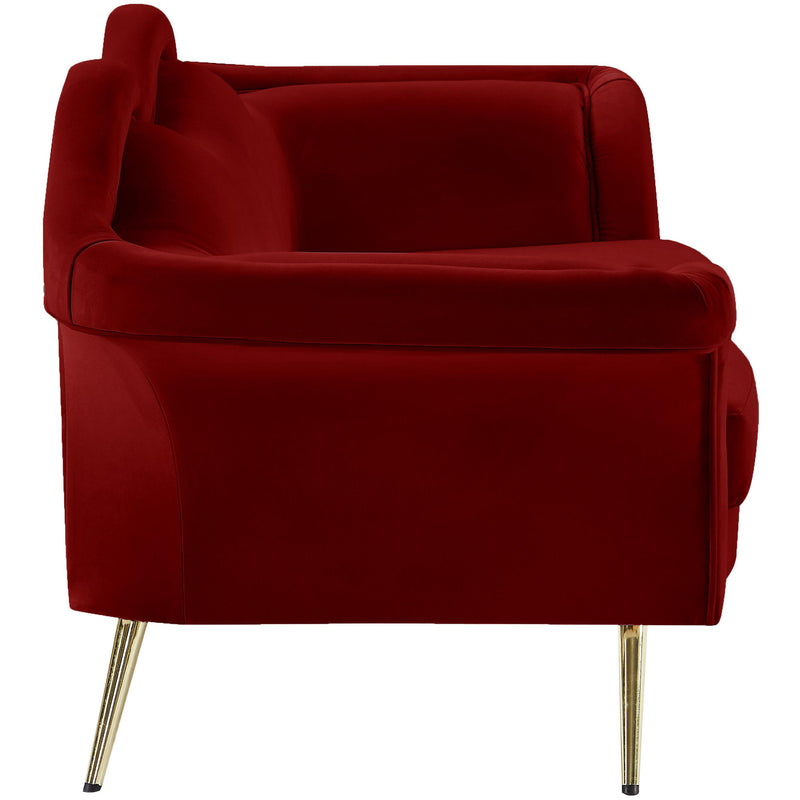 Meridian Lips Red Velvet Loveseat IMAGE 4