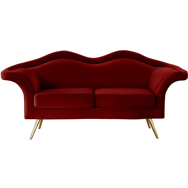 Meridian Lips Red Velvet Loveseat IMAGE 5