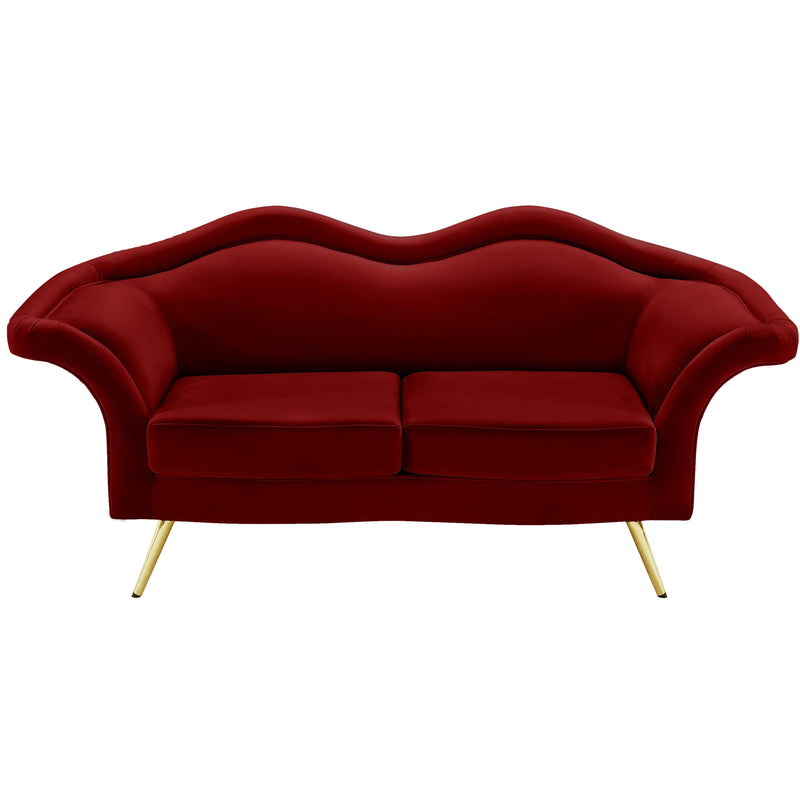 Meridian Lips Red Velvet Loveseat IMAGE 6