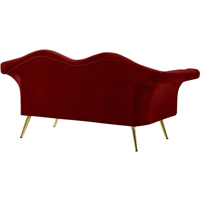 Meridian Lips Red Velvet Loveseat IMAGE 7