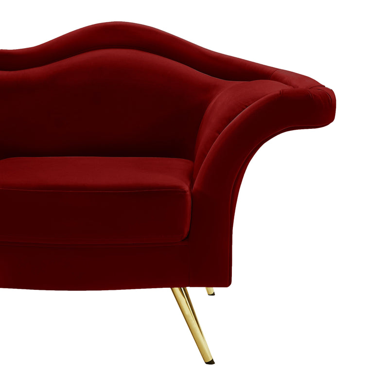 Meridian Lips Red Velvet Loveseat IMAGE 8