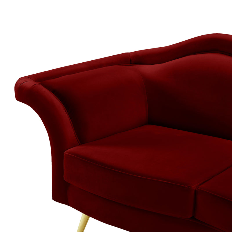 Meridian Lips Red Velvet Loveseat IMAGE 9