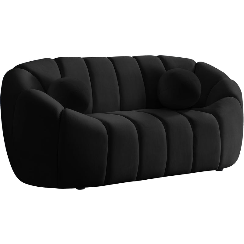 Meridian Elijah Black Velvet Loveseat IMAGE 1