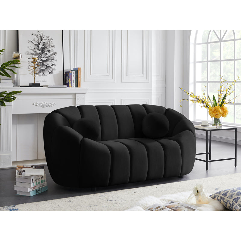 Meridian Elijah Black Velvet Loveseat IMAGE 2