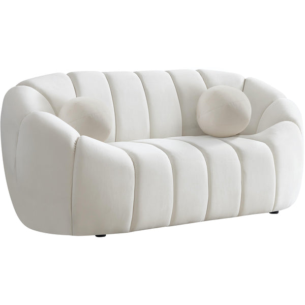 Meridian Elijah Cream Velvet Loveseat IMAGE 1