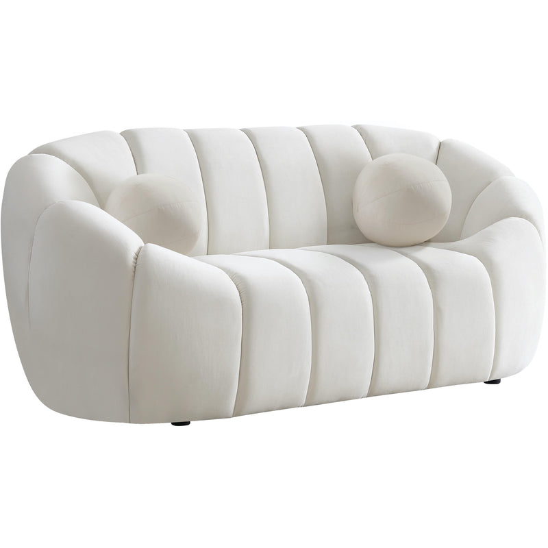 Meridian Elijah Cream Velvet Loveseat IMAGE 1