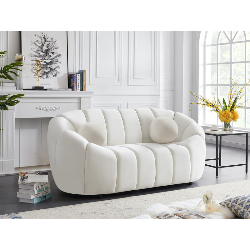 Meridian Elijah Cream Velvet Loveseat IMAGE 2