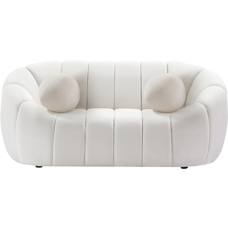 Meridian Elijah Cream Velvet Loveseat IMAGE 4