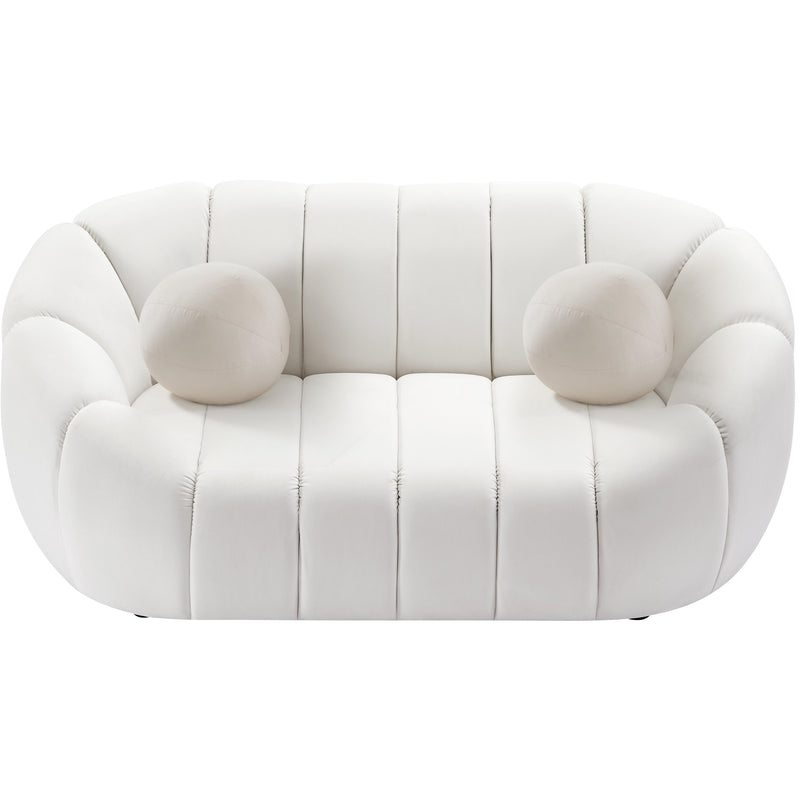 Meridian Elijah Cream Velvet Loveseat IMAGE 5