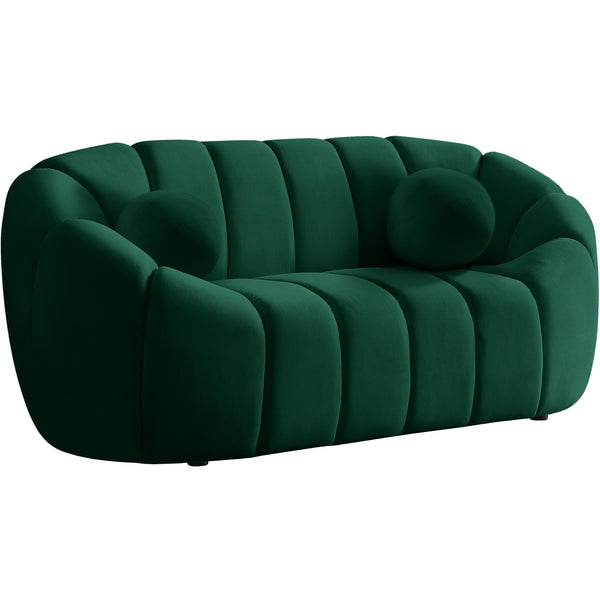 Meridian Elijah Green Velvet Loveseat IMAGE 1