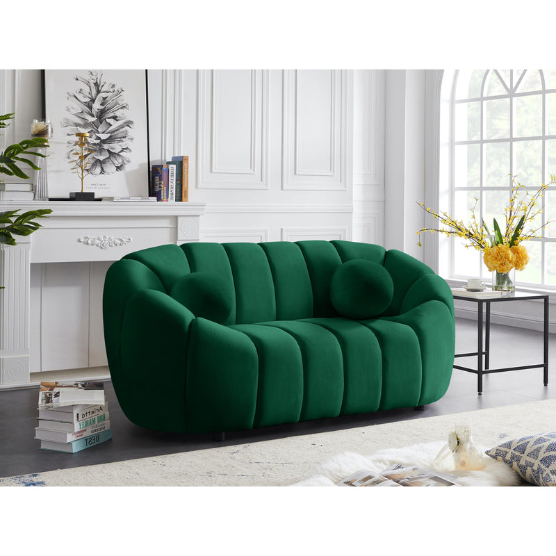 Meridian Elijah Green Velvet Loveseat IMAGE 2