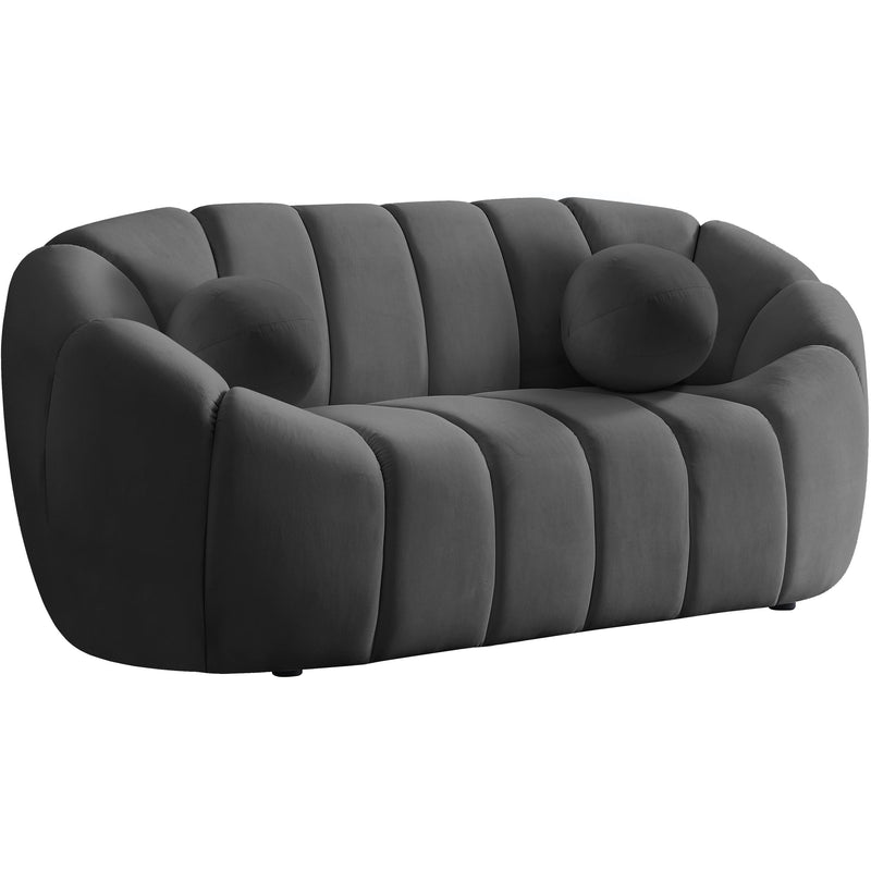 Meridian Elijah Grey Velvet Loveseat IMAGE 1