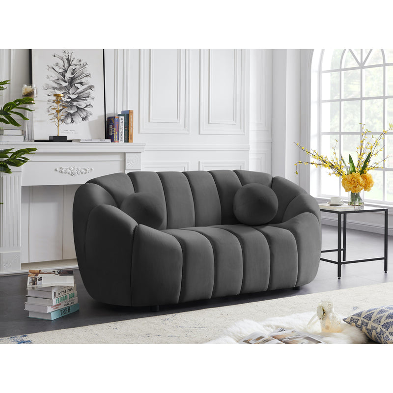 Meridian Elijah Grey Velvet Loveseat IMAGE 2