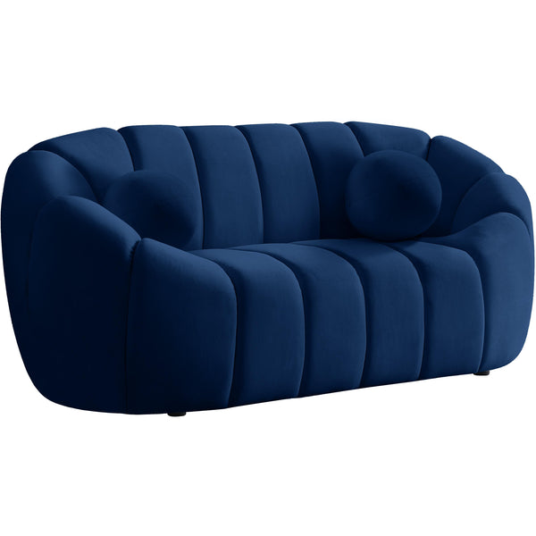 Meridian Elijah Navy Velvet Loveseat IMAGE 1