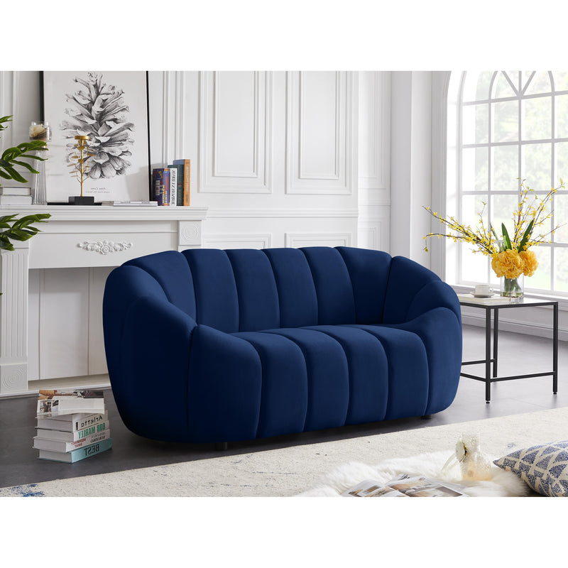 Meridian Elijah Navy Velvet Loveseat IMAGE 2