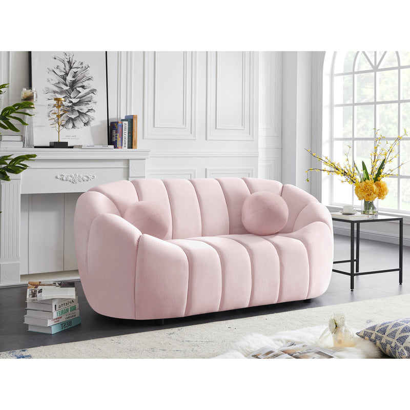 Meridian Elijah Pink Velvet Loveseat IMAGE 2